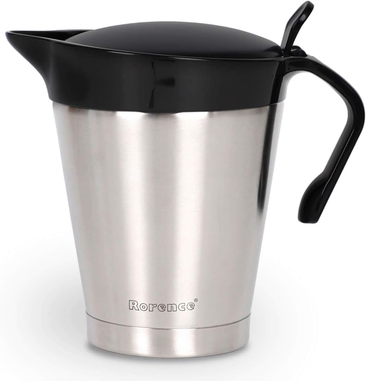 Rorence Edelstahl Thermo Sauciere mit Deckel für Weihnachtsessen und Festtagsmenü, doppelwandiges Wärmehalte-Design, 950 ml