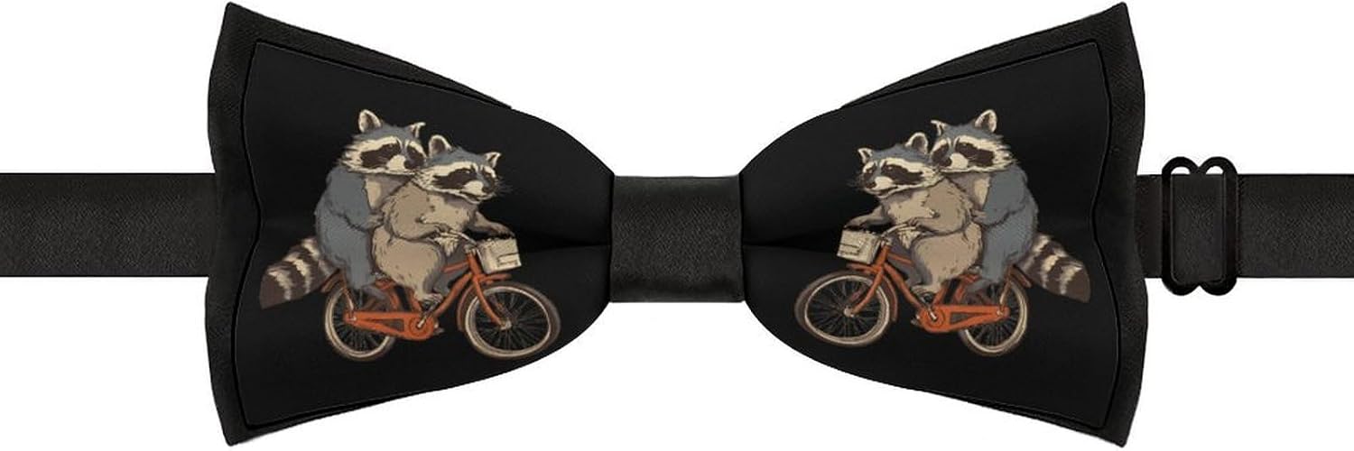 Funny Raccoon Novelty Men's Bow Tie Pre-tied Adjustable Bowtie Accessories for Wedding Party