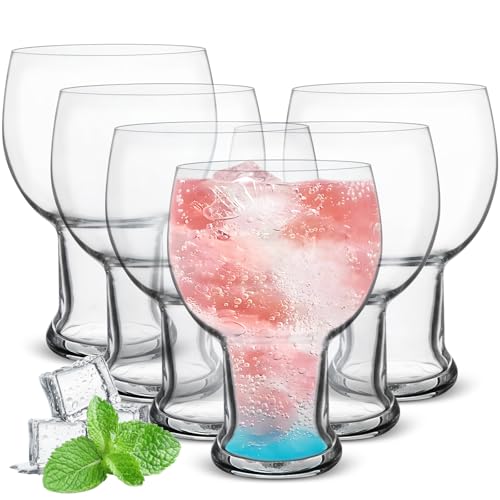 Yeelua Gin Glasses Set of 6 470ml Gin Glasses Clear Gin Glass Gifts for Women Men Balloon Glass Cocktail Glasses