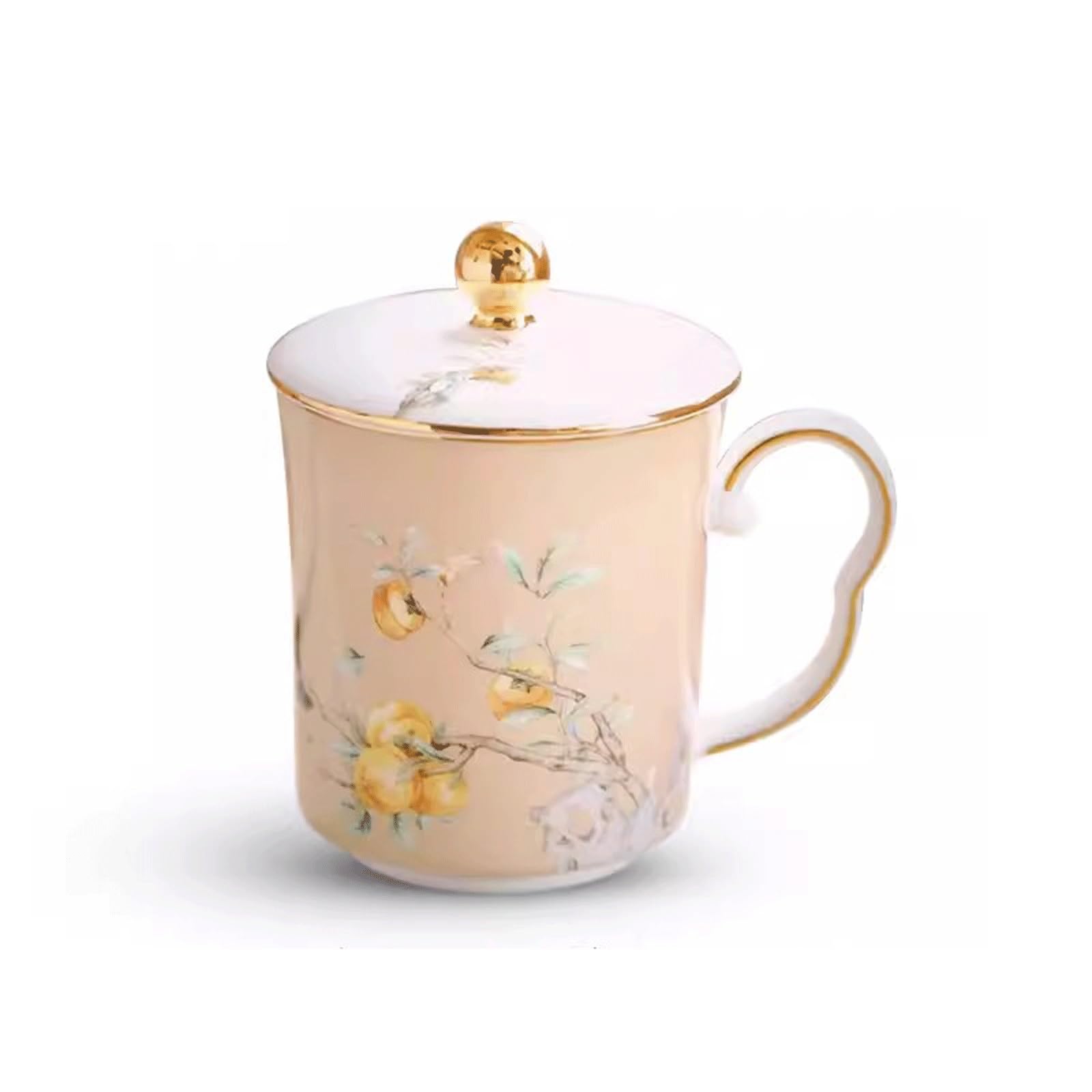 Kaffeetasse Keramik-Teetasse mit Deckel for Mädchen, hochwertige Tasse, kreative Wassertasse, Bone China-Tasse Teetasse(Color:A)