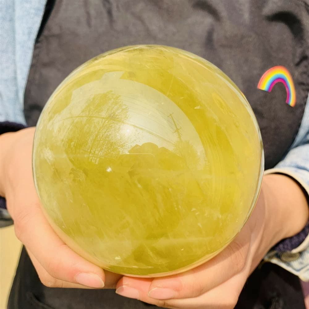 Medytacja dom Naturalny cytryn Kryształowa kula żółta kula kryształowa surowy kamień blok otwór biuro ozdoby odgaussing (rozmiar: 55-60 mm)