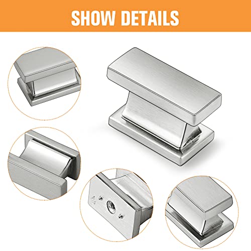 Vehcil Square Cabinet Knobs,20 Pack Single Hole Brushed Satin Nickel Cabinet Handles Hardware For Kitchen Cupboard Closet Bathroom Dresser Drawer, Solid Zinc Alloy #TOP4