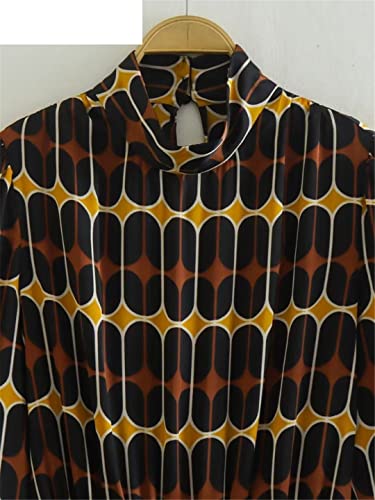Robe midi vintage d'exception à col montant Zadaos, le raffinement du graphisme contrasté