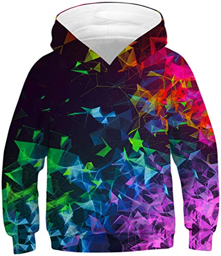 Chaos World Boys' Hoodie Realistic 3D Print Graphic Hooded Sweatshirts Galaxy Animal Pattern(S,Colorful Crystal) #TOP2