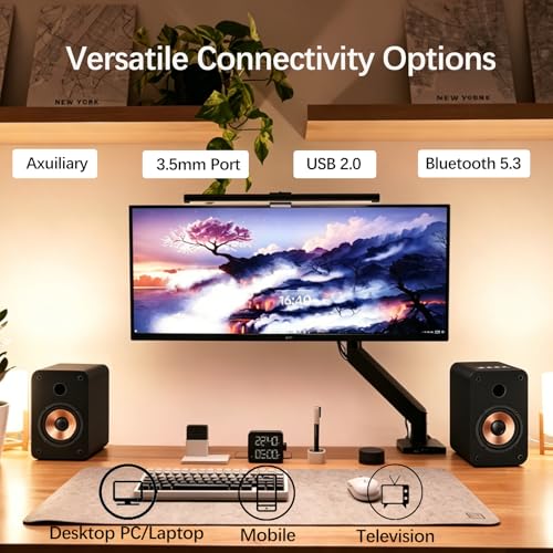 Image of LONPOO Computer Speakers for Desktop and Laptop,30 Watts RMS Bluetooth Bookshelf Monitor Gaming Speakers with 3 inch Aluminum Speaker,Aux & USB Inputs,Sold As Pair
