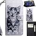 Produktbild DodoBuy 3D Hülle für LG K40, Flip PU Leder Schutzhülle Handy Tasche Brieftasche Wallet Case Cover Ständer mit Kartenfächer Trageschlaufe Magnetverschluss - Katze