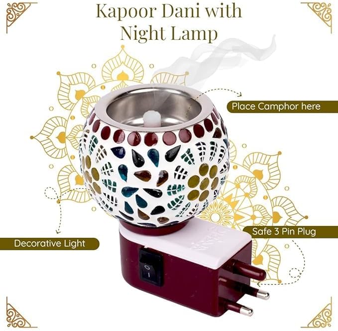 Miniatura 6 de Antique Collection - Lámpara de noche de cerámica Kapoor Dani Cum, aceite esencial multifuncional, quemador de alcanfor para fragancia con botón de