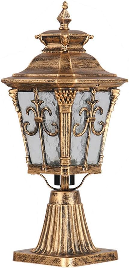 Outdoor Light Fixture Waterproof Diecast Glass Aluminum Classic Lawn Lamp, Floor Lamp, E27 Pole Cap with Pillar Mounting Base, for Pillar Landscape
