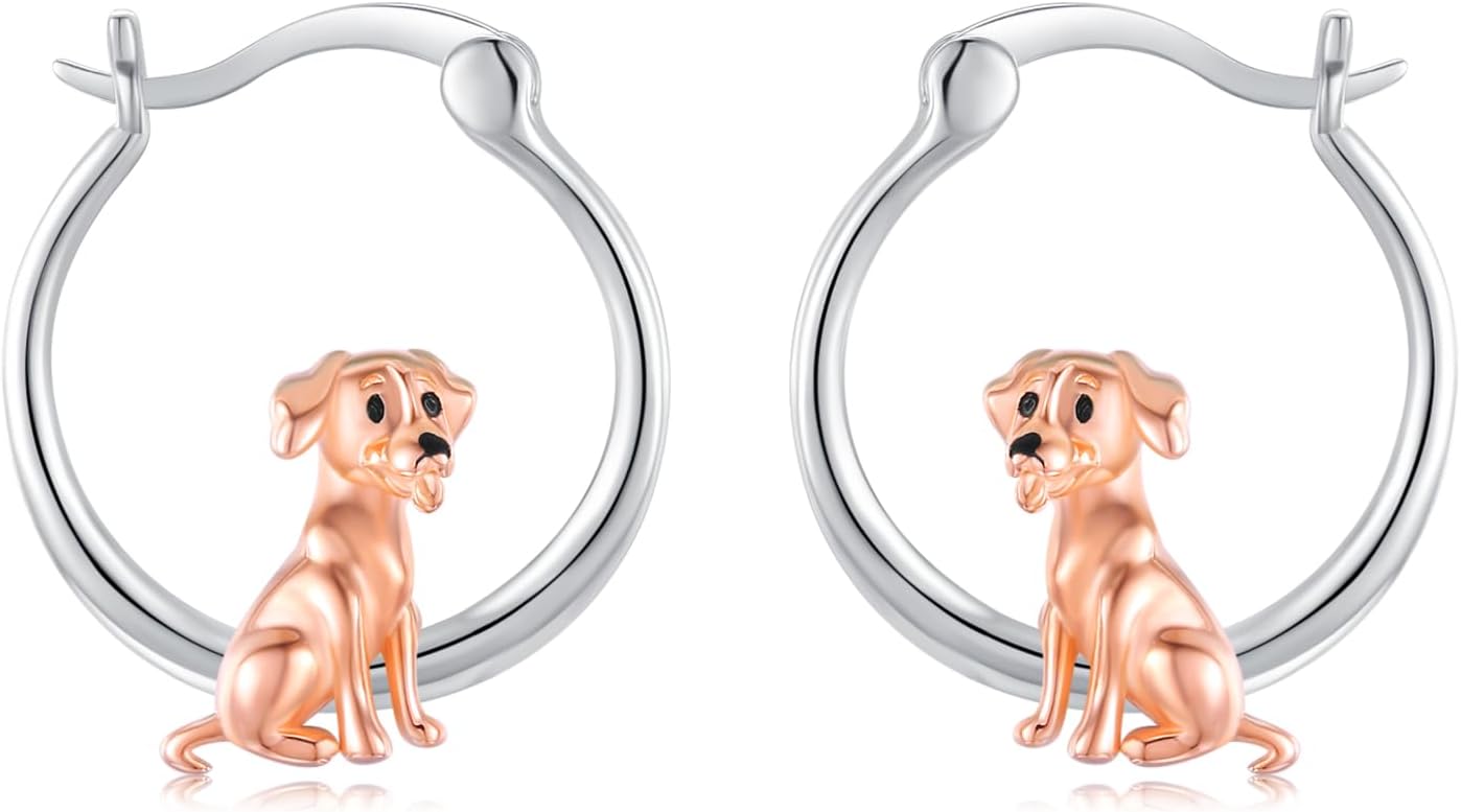925 Sterling Silver Cute Dog Earrings Hoop Earrings for Girls for Senstive Ears Dog Jewelry Gifts for Daughter