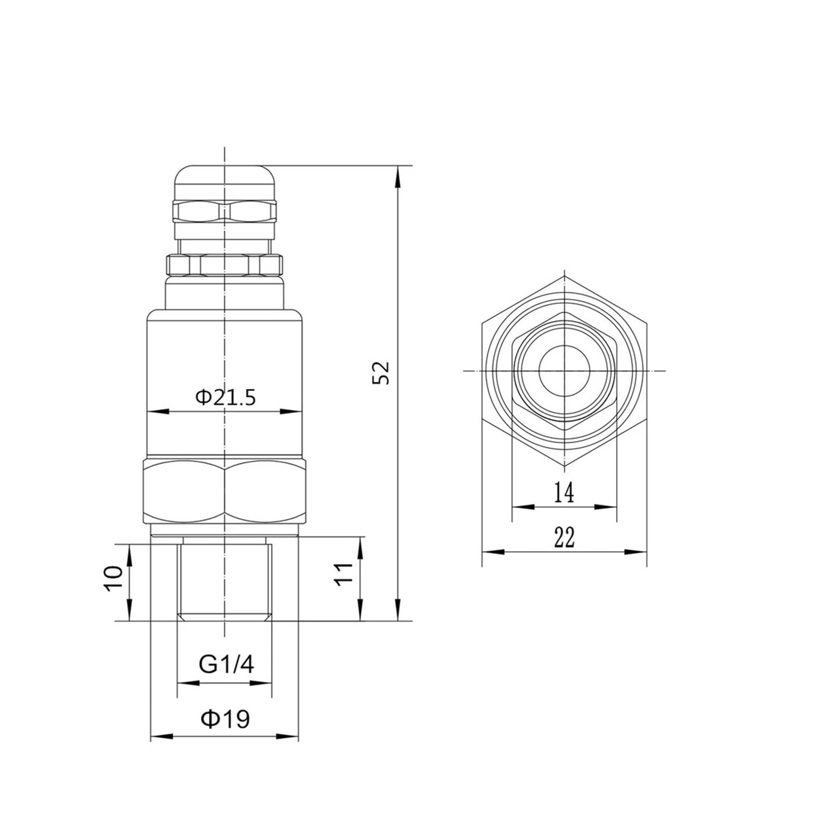 Transducteur de pression XDB401-G1-W2 G1/4 5-12V 0-5V Acier inoxydable 304 for eau, huile, carburant et air(0-3Mpa)