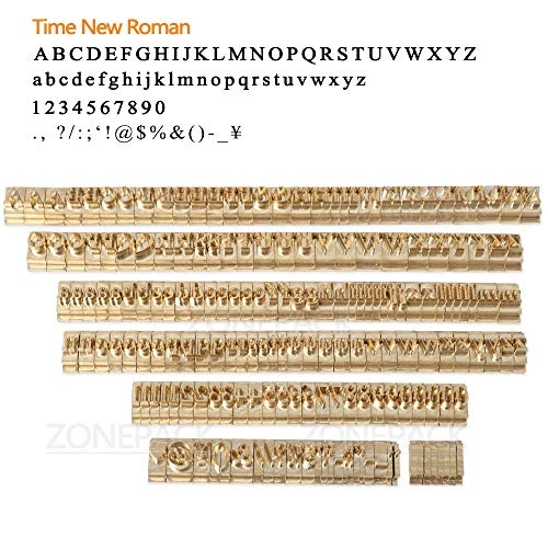 ZONEPACK Copper Brass Stamping Flexible Letters Numbers Alphabets Symbols Characters Molds CNC Engraving Molds for Hot Foil Stamping Machine DIY Gifts (184 PCS Times New Roman) - Thumbnail 3