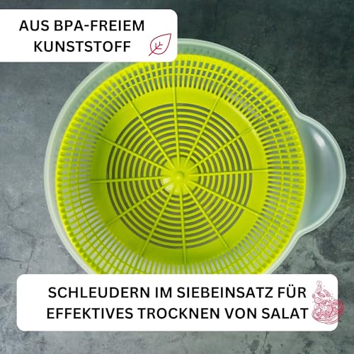 Westmark Salatschleuder, Fassungsvermögen: 5 Liter, ø 26 cm, Kunststoff, BPA-frei, Fortuna, 2432226A apfelgrün/transparent – Ansicht 3