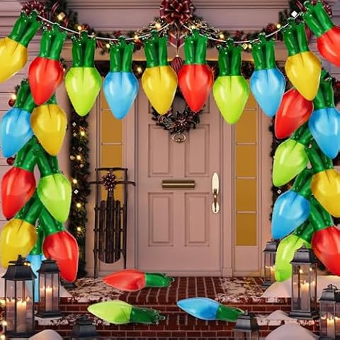 DBKL 60 Pcs Christmas Light Bulb Balloons Xmas Light Bulb Foil Balloons Red Blue Gold Green Christmas Decor Balloons for Christmas Party Decorations Cover