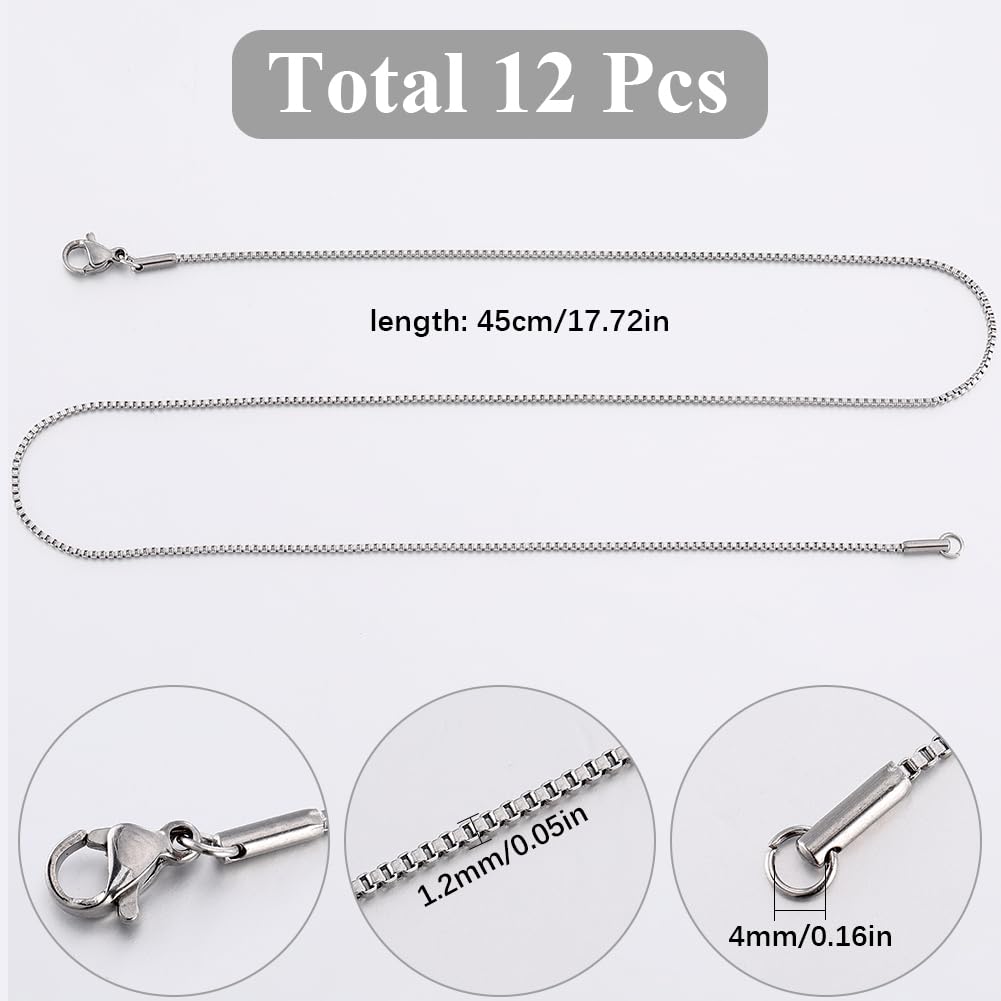 SUNNYCLUE Lot De 12 Chaînes Serpent 45cm En Acier Inoxydable - Argent & Or Pour Création De Colliers Et Bijoux