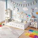 【Construction Robuste】 Le lit d'appoint enfant est fait de matériaux robustes qui offrent la stabilité nécessaire pour résister même à l’espièglerie la plus sauvage d'un enfant. Lit 1 place enfant adapté aux enfants qui favorise leur indépendance dans un environnement sûr et accueillant, idéal pour leur croissance.