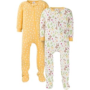 Gerber Baby Girls’ 2-Pack Footed Pajamas