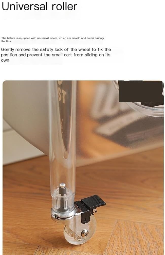 3-Tier Acrylic Rolling Storage Cart with Wheels, Stackable & Detachable Organizer Trolley with Drawers for Home, Office(Blue)