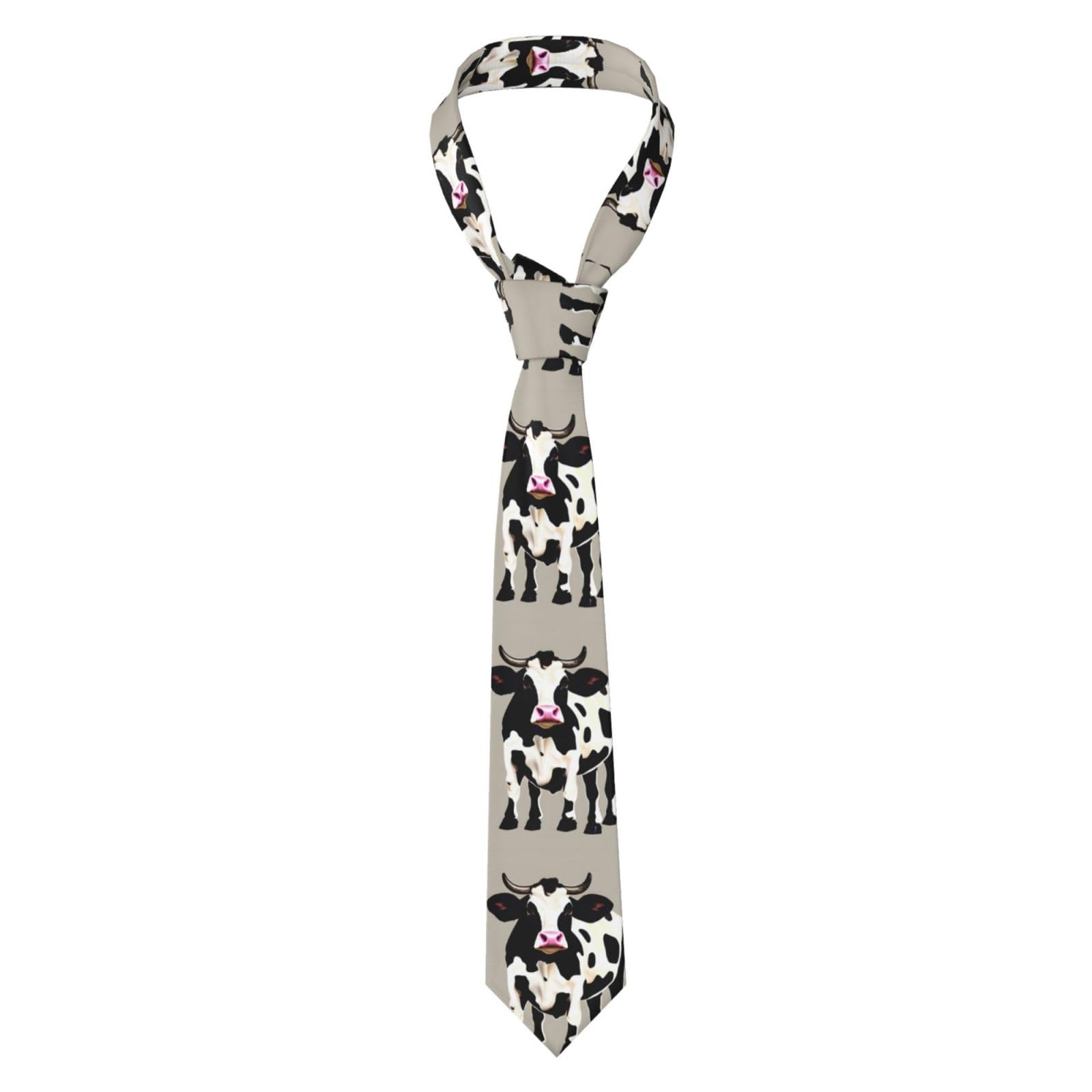 YANYU Cow Black Spot Print Men Necktie Classic And Stylish Ties For Business Weddings And Special Occasions, Black, One size