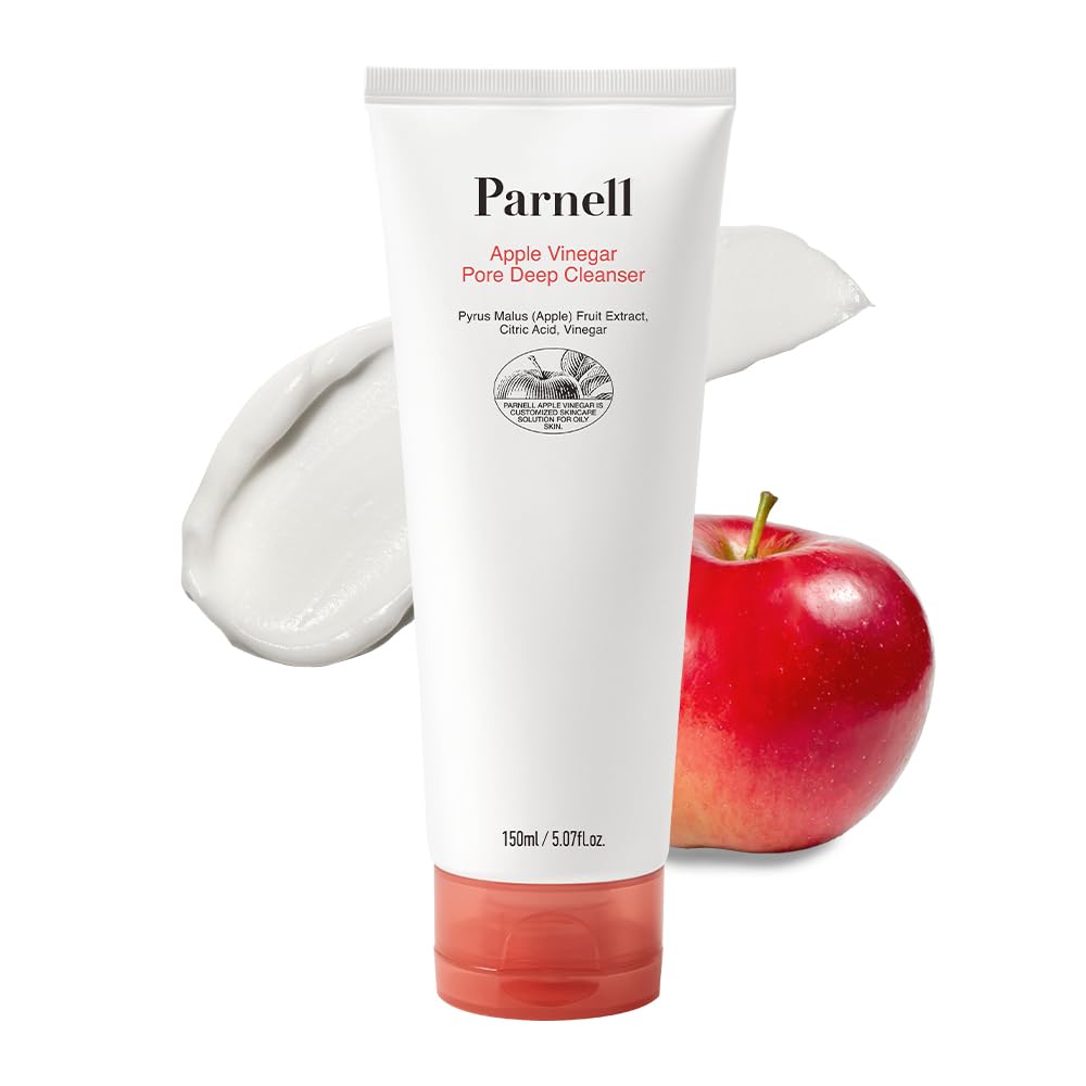 Parnell Apple Vinegar Pore Deep Cleanser – Gentle Face Wash with Apple Extract & Baking Soda, Removes Sebum & Impurities, Pore Control Foam Cleanser