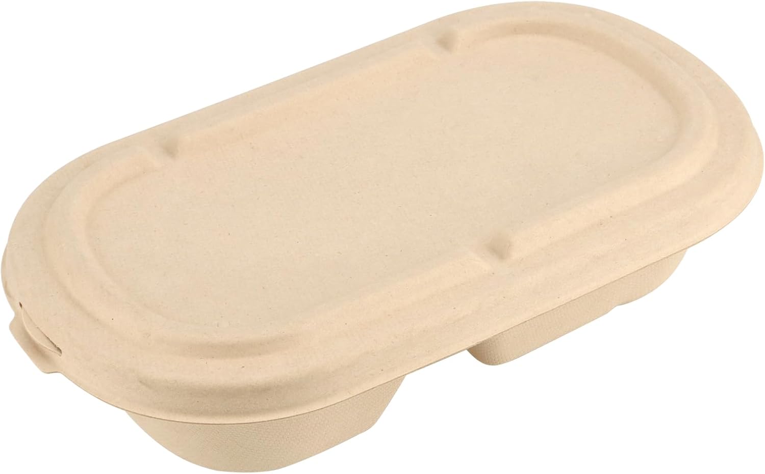 100 Set 2 Compartment Paper Bowls with Lids, 33oz Rectangular Paper Meal Prep Bowls for Salad Leftovers Storage