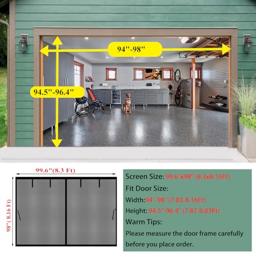 Image of Magnetic Garage Door Screen 8x8ft for 1 Car Garage Carport Patio Porch | Retractable Fiberglass Privacy Mesh, Weighted Bottom, Kids & Pets Friendly, Easy Installation, Windproof, Repair Pieces