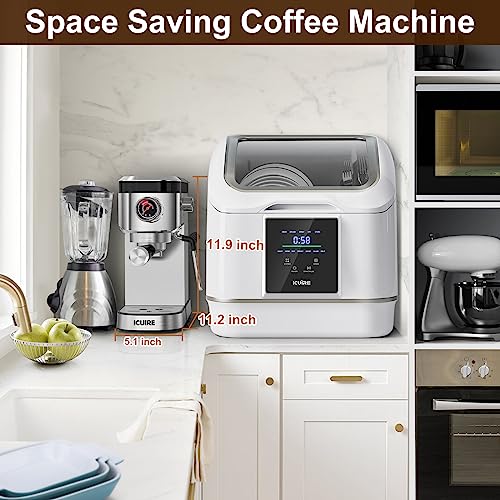 Icuire Espresso Machine, 20 Bar Compact Steam Espresso Coffee Machine With Milk Frother, Digital Touch Panel, 37 Oz Removable Water Tank For Espresso Make #TOP5