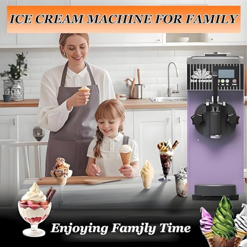 Soft Serve Ice Cream Machine, Countertop Maker with LCD Panel, Single Flavor Commercial Ice Cream Machine, Auto Clean Pre-Cooling, Countertop Dessert Maker for Restaurants Purple - Image 7