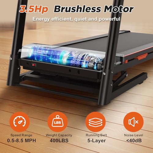 Image of Folding Treadmill with Auto Incline, 3.5HP Treadmill for Home, 400 lb Capacity, 0.5-8.5 MPH, 1-15 Auto Incline, Dual Cushioning System, Bluetooth Speakers, Fitshow App Compatible