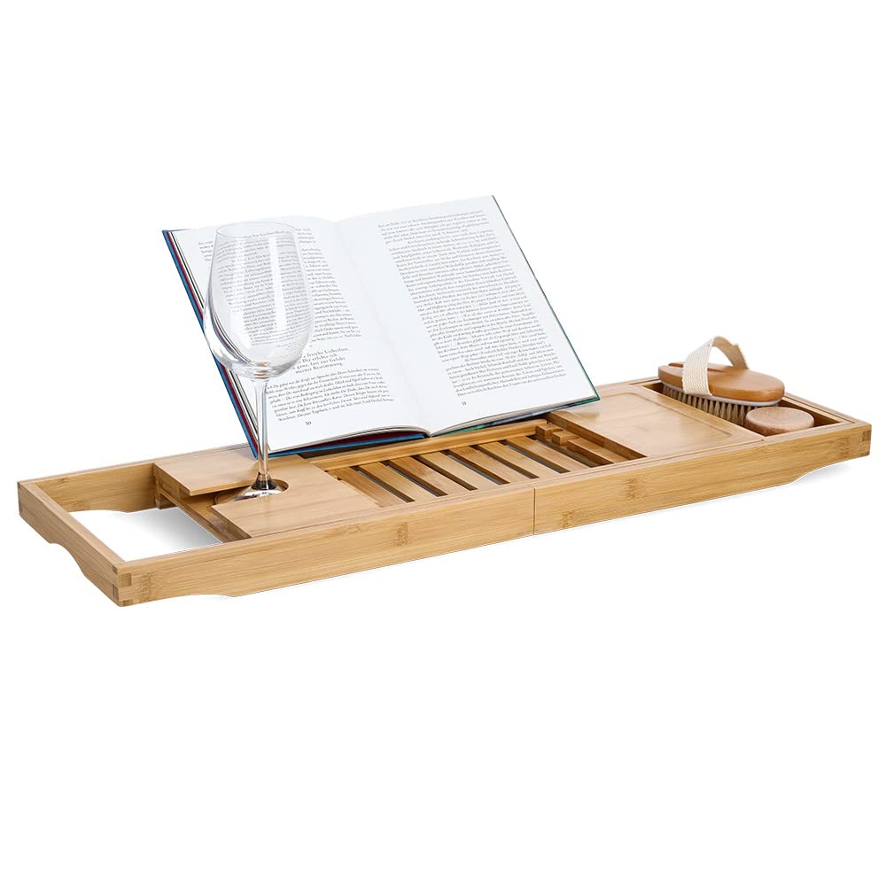 Zeller 13619 Badewannenablage, Bambus/Metall/Kunststoff, ca. 70-105 x 22 x 4/15.5 cm