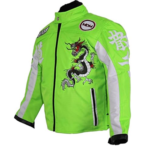 Chaqueta infantil de moto MDM en verde neón con protectores Cover
