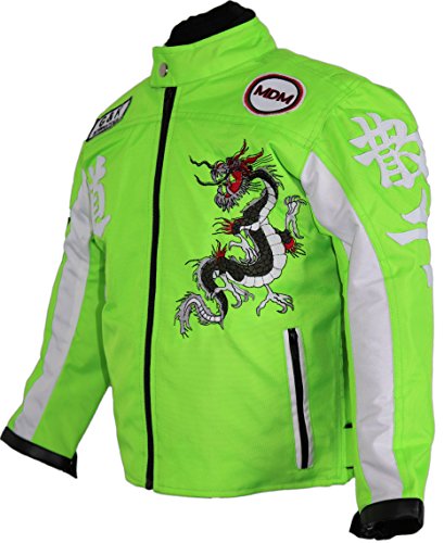 MDM Chaqueta infantil de moto en verde neón., verde neón, L