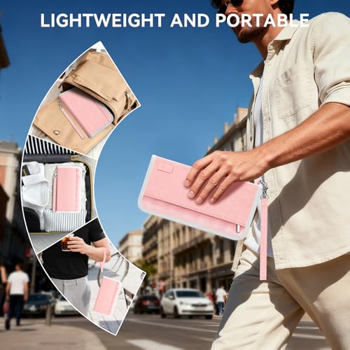 Looxmeer Reisepass Tasche Familie Reisepasshülle mit RFID-Blocker, Wasserdicht Reiseorganizer, Travel Organizer Damen Herren für Reisedokumente kreditkarten Tickets Ausweis, Rosa