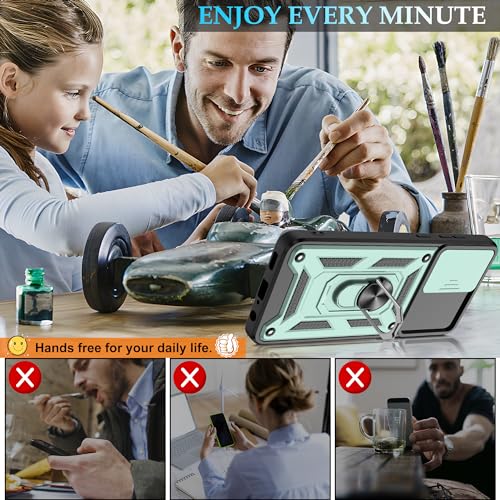 Gritup for Samsung Galaxy A05 Case with Screen Protector[2 Pcs] with Slide Camera Cover, 360°Rotation Ring Kickstand丨 [Military Grade] Heavy Duty Shockproof Protection,Dark Green - image 4