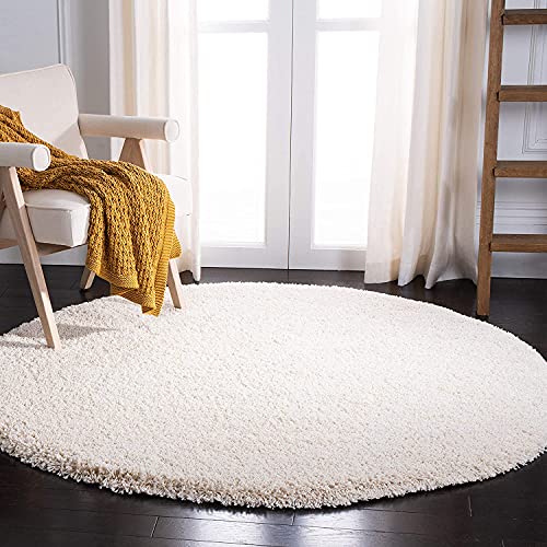 Image of CD Carpet Anti Slip Shaggy Fluffy Fur Rugs and Carpet for Living Room Bedroom Kids Room Plain Circle Carpets for Home with 2 Inch Thickness (Color Ivory /Cream Size 6x6 Feet Round)