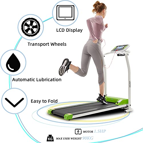 LONTEK 502 Laufband klappbar, 1,5 PS Laufband elektrisch mit 12 Programme, bis 10 km/h, Treadmill mit LCD-Display… – Bild 4