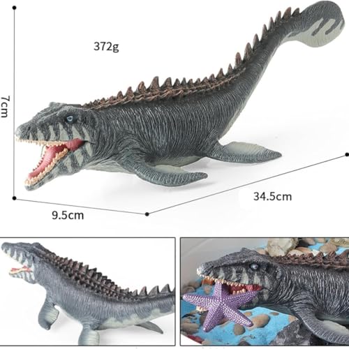 Image of Mosasaurus Striped Face Realistic Dinosaur Toy with Movable Mouth Textured Dinosaur Figure Prehistoric Animal Creatures Educational Toy for Kids & Adults