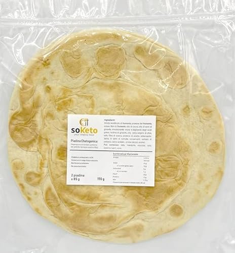 Keto PIADINA CHETOGENICA Pane Keto per dieta Keto & Low Carb - 3 CONFEZIONI da 170g (tot.6 piadine da 85g)-Piada Keto Proteica con Olio di Cocco-Base Pizza-Per vegetariani, vegani,diabetici (Ig<2) Keto PIADINA CHETOGENICA Pane Keto per dieta Keto & Low Carb - 3 CONFEZIONI da 170g (tot.6 piadine da 85g)-Piada Keto Proteica con Olio di Cocco-Base Pizza-Per vegetariani, vegani,diabetici (Ig<2)