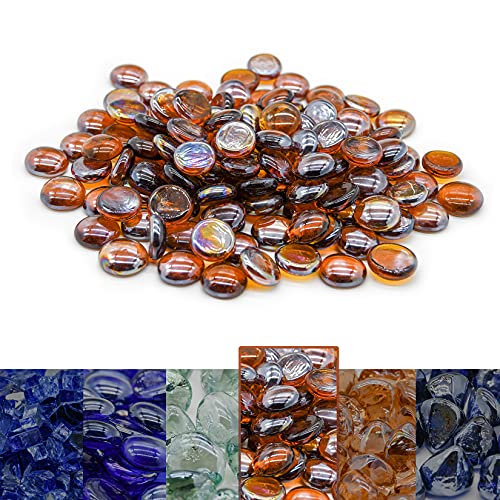 GasSaf 3 4 Inch Glass Fire Rocks Drop Beads for Gas Fire Pit Fireplace, Replaces Existing Gas Logs & Lava Rocks(10 Pound)(Amber Luster)