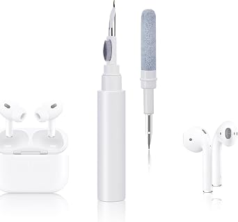 Airpods 4用ケース クリーナーキット付きケースカバー レザーテクスチャー フルボディ保護ケース カバー Apple Airpod第4世代対応 フロントLED可視ブルー、Airpod 4ケース