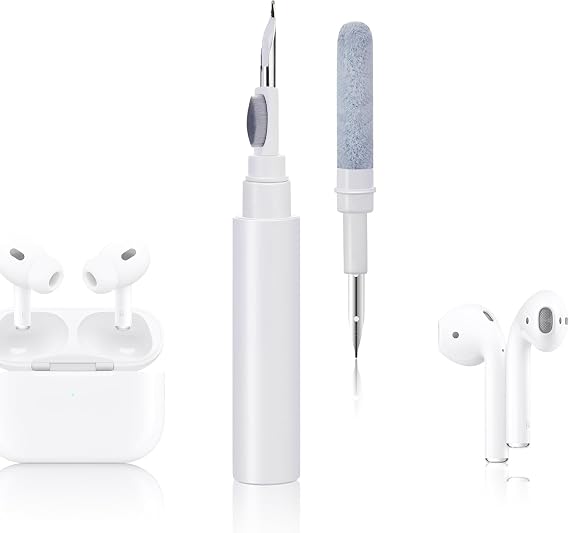 Airpods 4用ケース クリーナーキット付きケースカバー レザーテクスチャー フルボディ保護ケース カバー Apple Airpod第4世代対応 フロントLED可視ブルー、Airpod 4ケース