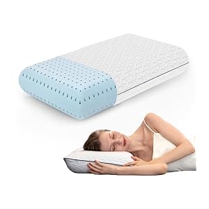 Vaverto Gel Memory Foam Pillow – Standard Size, 1 Pack, Firm Pillow for Neck and Shoulder Support, Orthopedic, Firm, Cooling, Contoured Memory Foam Pillows for Back, Side, Stomach Sleepers