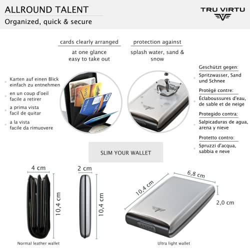 Tru Virtu® Credit-Card-Holder Ultra Light Aluminium Case Silver Arrow I Card-Case I Cardholder-Rfid-Nfc-Protection I Made Of Aluminium I Card Storage I Slim Wallet I Cardholder #TOP4