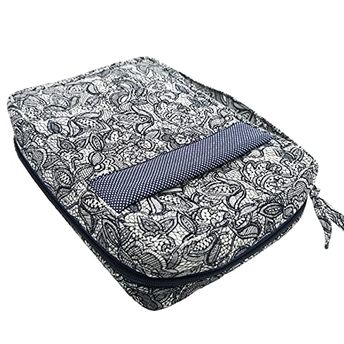 Image of DIWI Quilted Bible Cover Large Sizes 10 X 7 X 2.75 Good Book Case (L, C1 Navy Canopy)