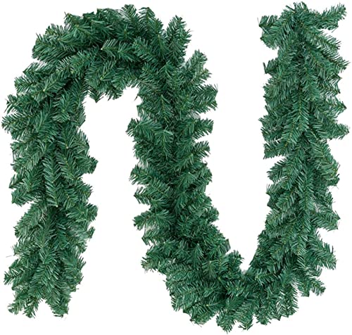 MarKnig 1 Pack Green Christmas Garland for Holiday Decoration, 9 FT Premium Quality Artificial Greenery Plant for Home, Fireplaces, Chandeliers, Stairs, Gate, Garden, Wedding Party, Outdoor/Indoor (1)