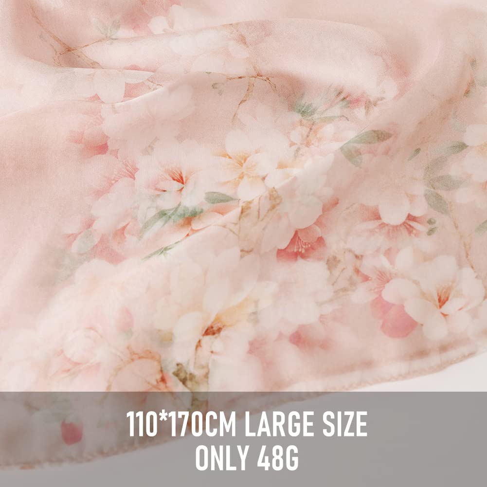 STORY OF SHANGHAI Sciarpa di 100% Seta da Donna Foulard Chiffon con Fantasie Orientale Semi-Trasparente