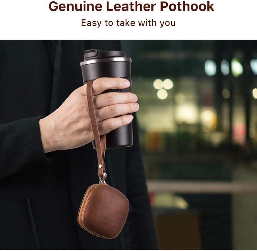 Hiram Men's Leather Travel Case for Powerbeats Pro(Brown) - Image 6