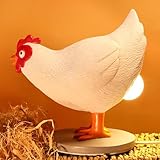 OkiyiD Hühnerei-Lampe, lustige Hühner-Tischlampe, LED-Ei-Nachtlicht, Harz-Huhn mit stufenlosem Dimmen, Dekoration für Zuhause, Schlafzimmer, Arbeitszimmer
