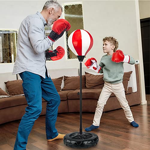 Springflower Big Punching Bag For Kids Included 2 Pack Boxing Gloves, Boxing Toys For Boys, Boxing Bag Sets With Height Adjustable Stand, Gift For Boys & Girls Age 5,6,7,8,9,10 Years Old #TOP1