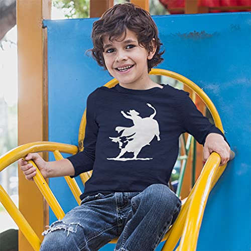 Kids Long Sleeve T Shirt Rodeo Cowboy Bull Riding Cotton Boy & Girl Clothes Funny Graphic Tee Red Design Only 5 6T3