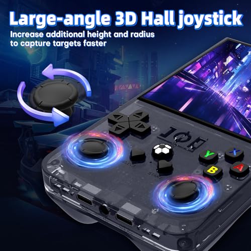 Image of R36MAX Retro Handheld Game Console, 4.0 inch RetroGaming Console with 64GB Memory, Portable Retro Videogames Console, 4000mAh Battery, Support 30+Emulators, Transparent Gray